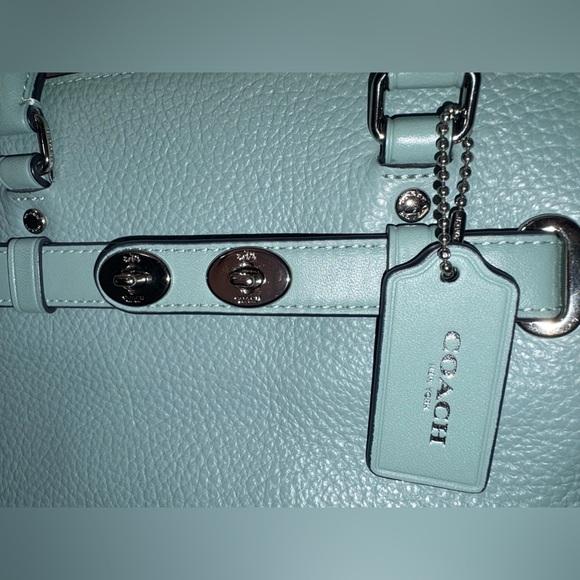 Coach Blake 25 Crossbody Satchel Pool Blue Pebbled Leather F55665 -Swagger Style - Picture 13 of 15